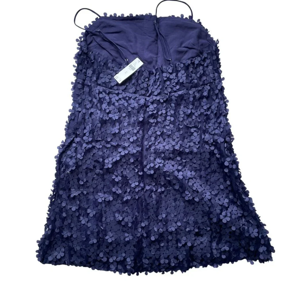 NWT By Anthropologie 3D Floral Embellished Mini Dress Navy Blue Size XS - Picture 2 of 9